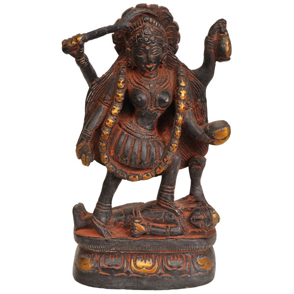 Handmade Vintage Red Resin Mother Kali Goddess of Transformation Statue Figurine